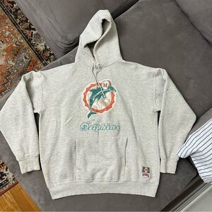 Vintage Miami Dolphins Nutmeg RARE Gray Hoodie Sweatshirt Size Large - Flawed